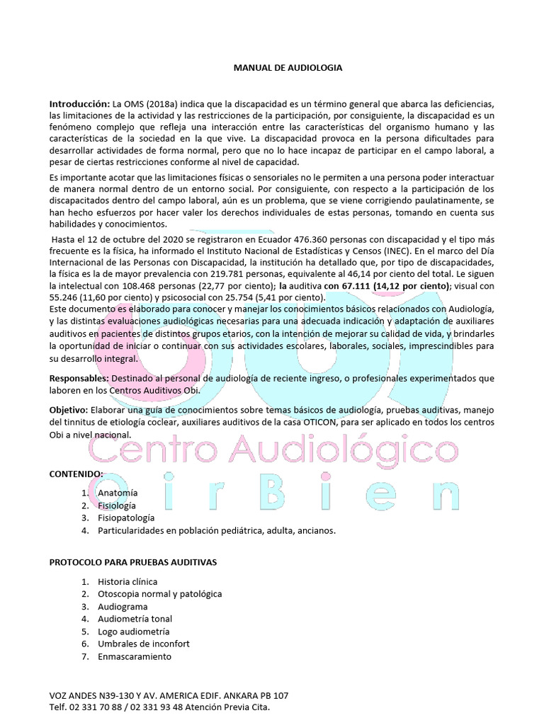 Manual De Audiologia Completo Pdf Oído Sonido