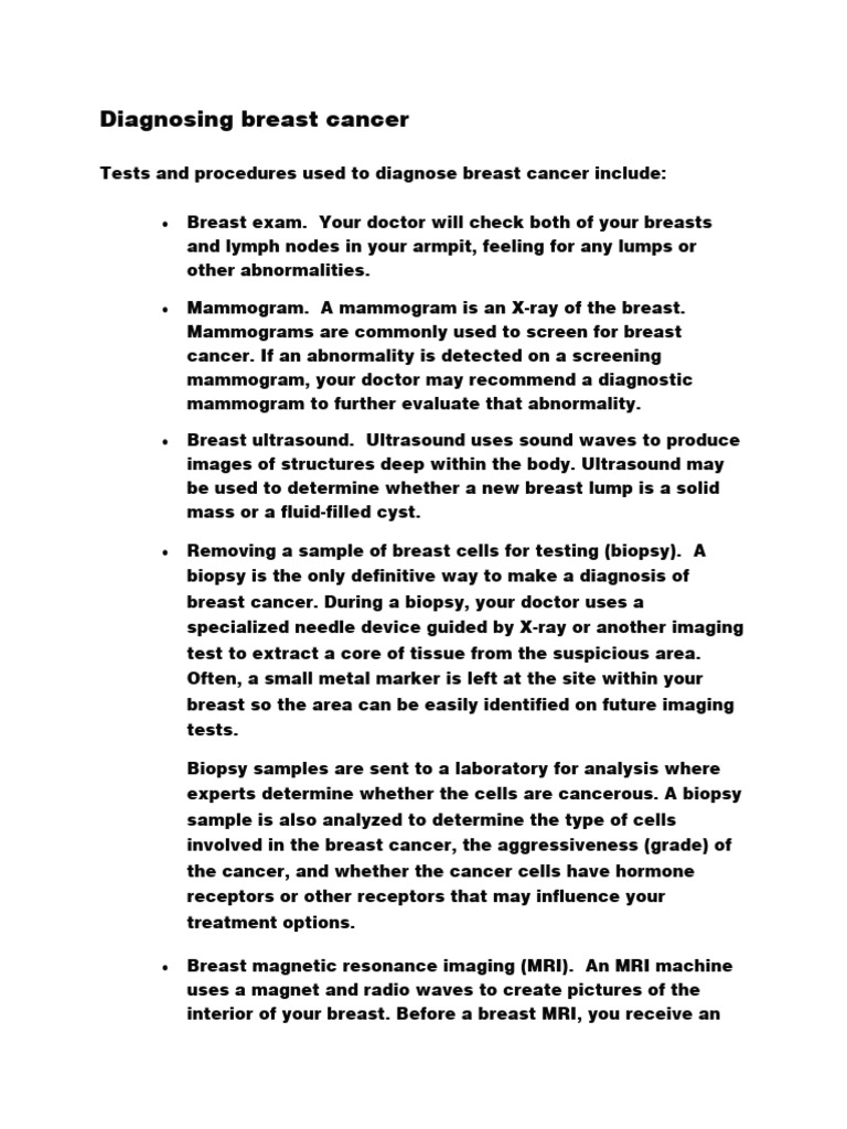 Breast Cancer Diagnosis and Treatment Guide | PDF | Breast Cancer ...