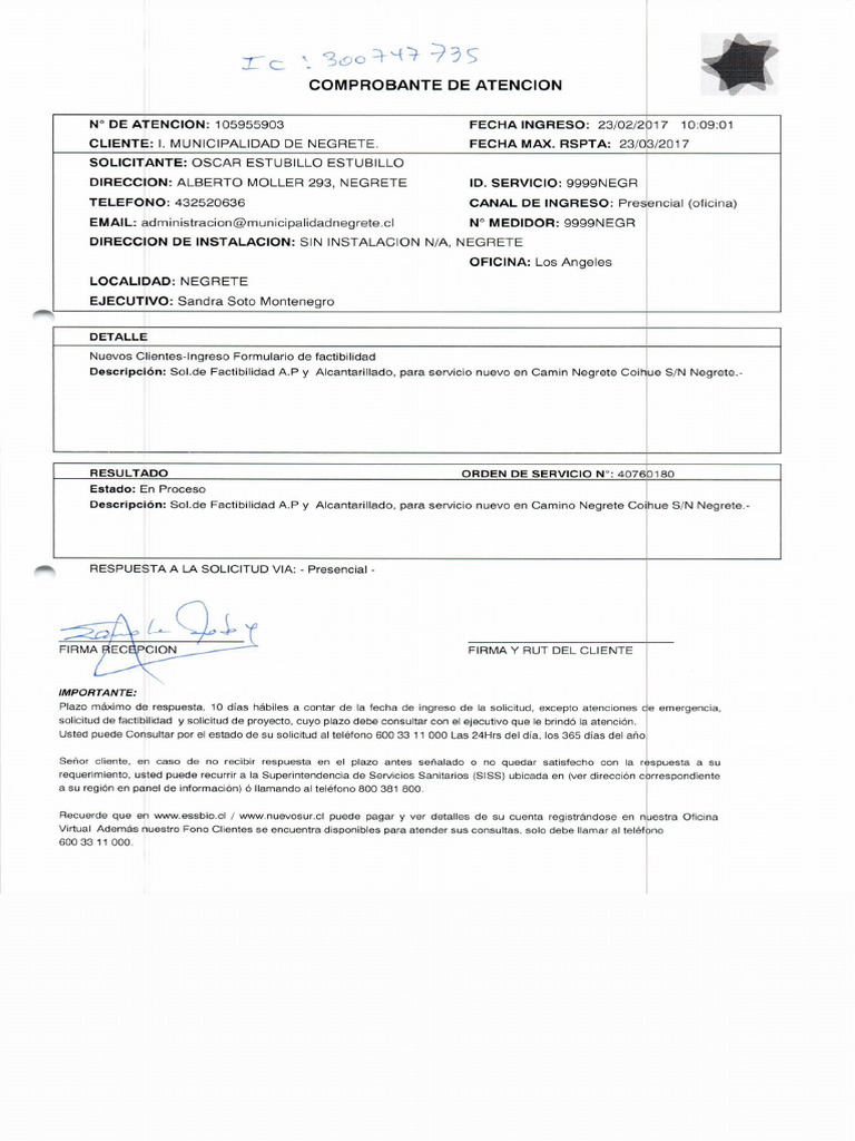 Certificado Factibilidad Essbio | PDF