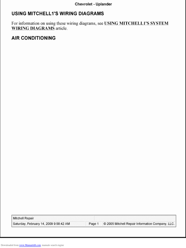 Chevrolet 2005 Uplander Electrical Wiring Diagram PDF