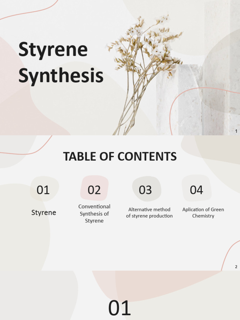 Styrene Synthesis Methods Overview | PDF | Science & Mathematics