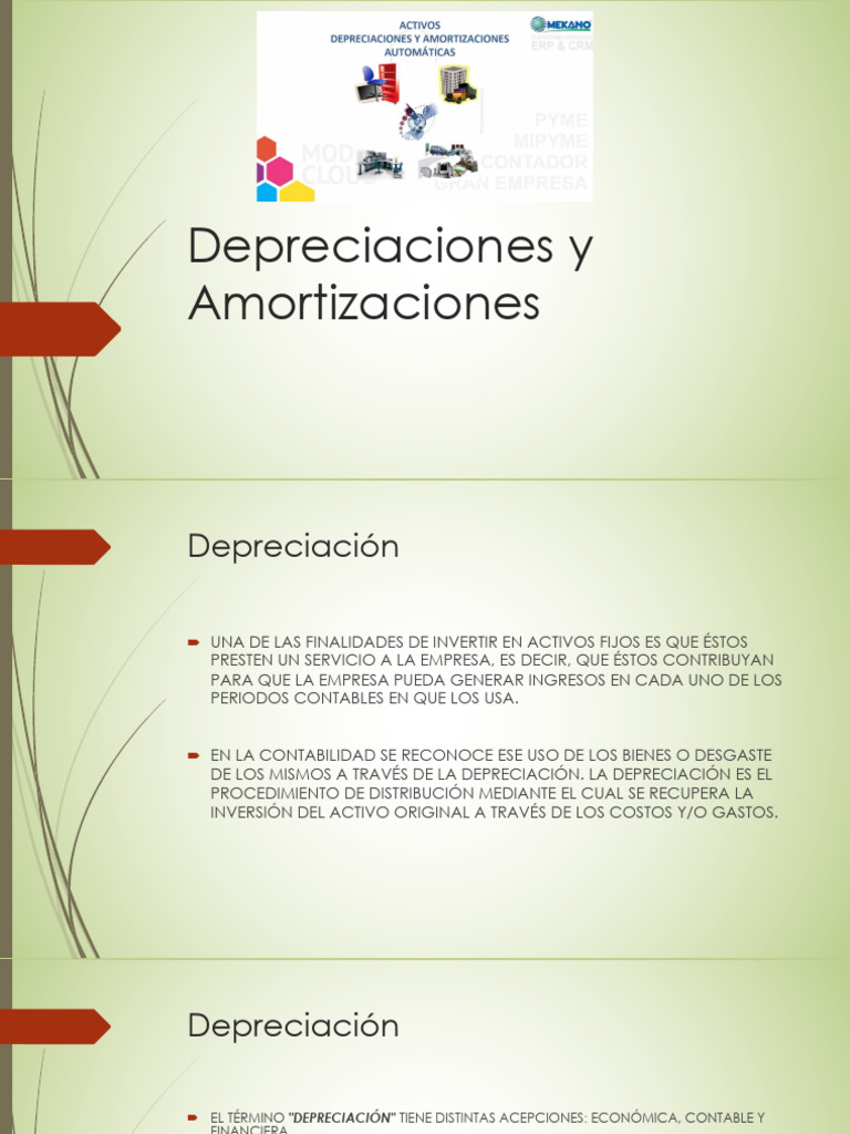 Depreciaciones y Amortizaciones en Contabilidad | PDF | Depreciación ...