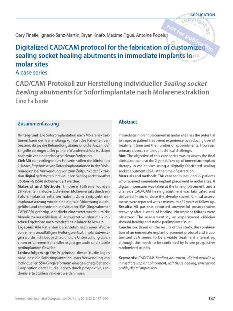 Digitalized CAD/CAM Protocol For The Fabrication of Customized Sealing ...