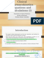 Clinical Pharmacokinetics Equations and Calculations I