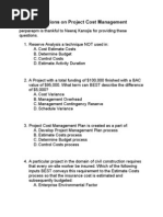 Questions on Project Cost Management