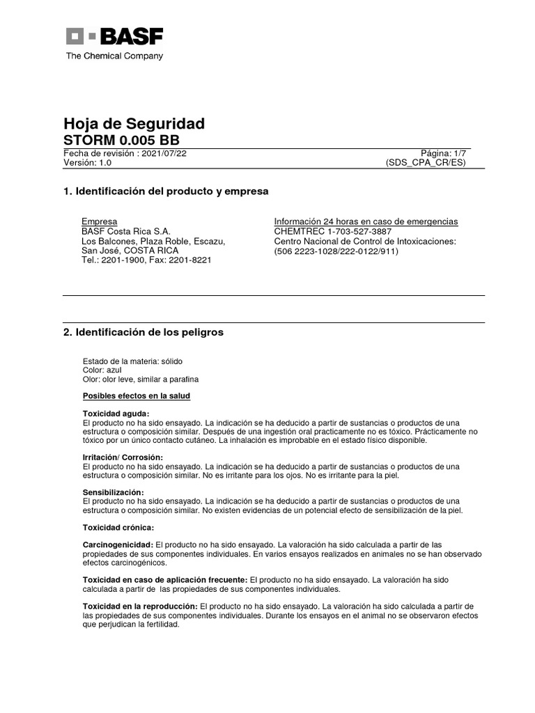 SDS Storm Secure EXPLAG | PDF | Agua | Contaminación