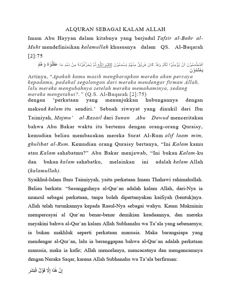 Pengertian Al-Qur'an sebagai Kalam Allah | PDF
