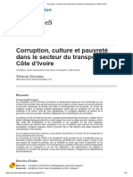 Corruption, Culture Et Pauvreté Dans Le Secteur Du Transport en Côte D'ivoire