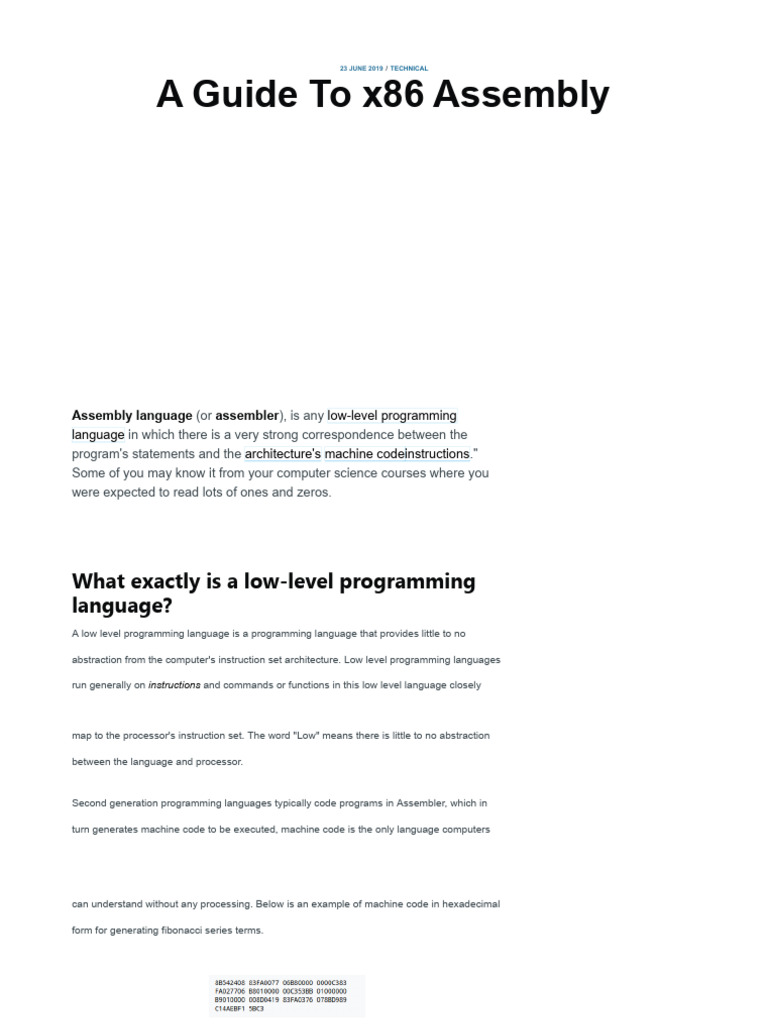 Guide To x86 Assembly 2019 | PDF | Assembly Language | Computing