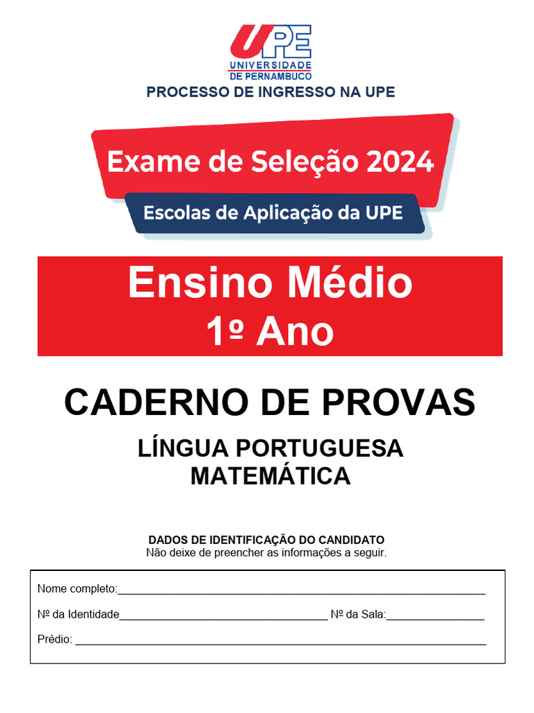 Provas de Língua Portuguesa UPE 2024 | PDF | Ansiedade | Medo