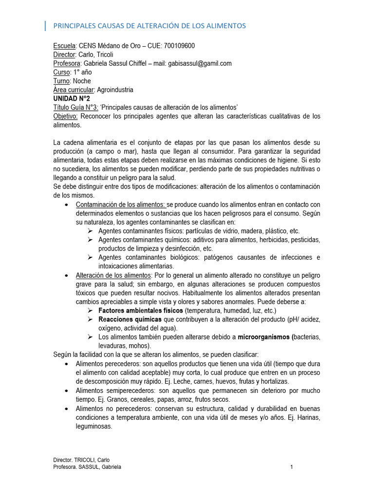 Causas de Alteración de Alimentos | PDF | Alimentos | Conservación de ...