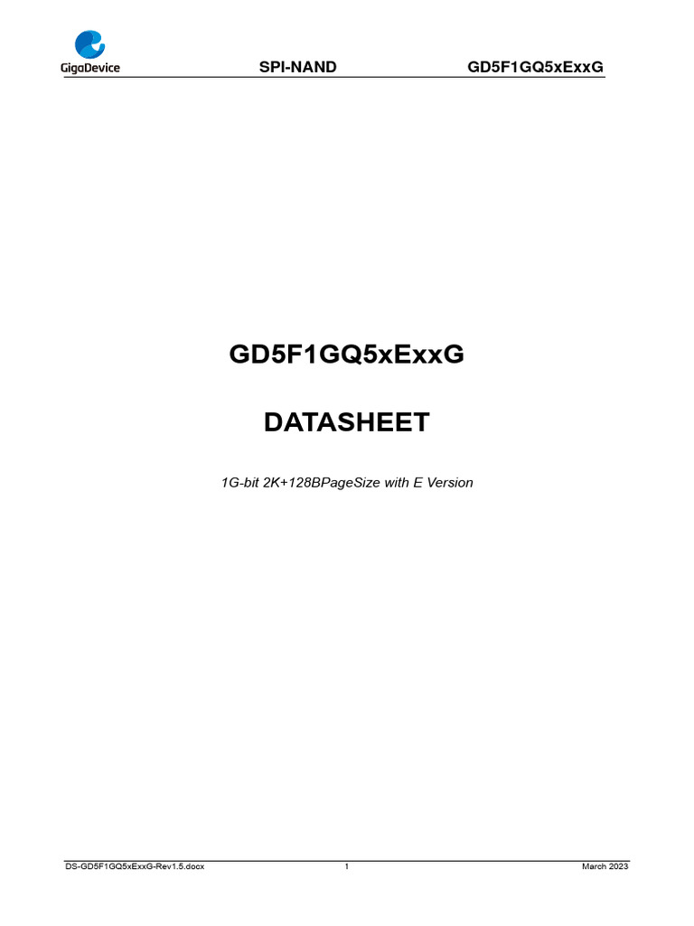 GigaDevice SPI NAND Flash Memory 5F1GQ5UEY1G PDF Flash Memory