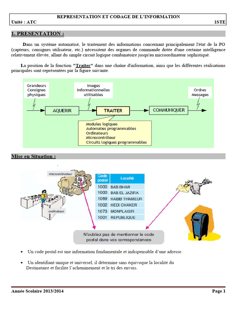 Représentation Et Codage de L'information | PDF | Décimal codé binaire ...