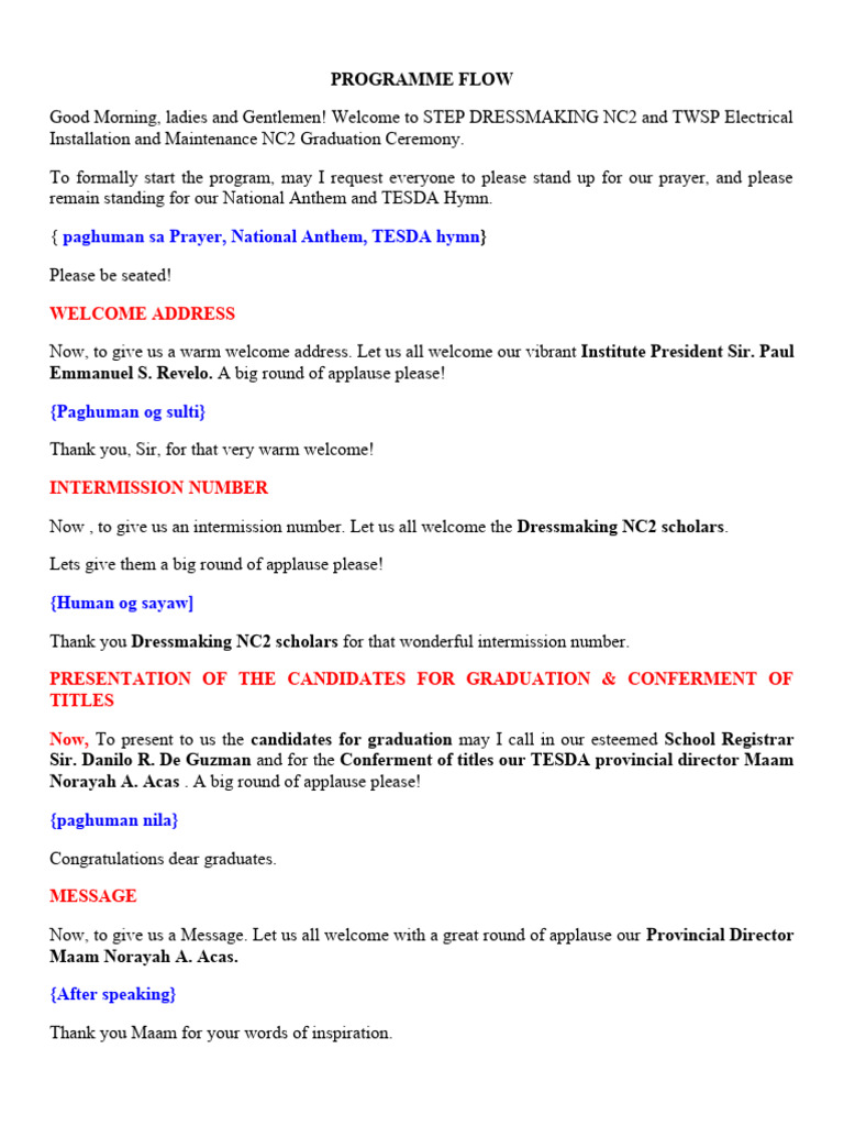 Emcee script tesda graduation pdf