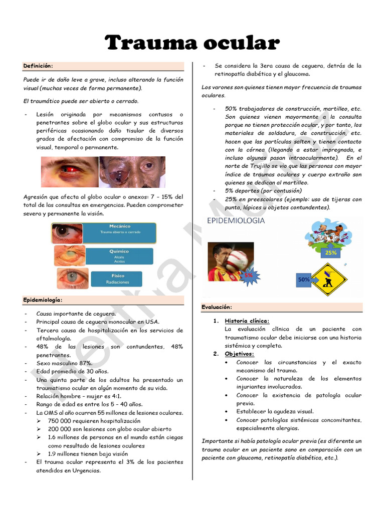 Clasificación y Manejo del Trauma Ocular | PDF | Ojo humano | Lesión