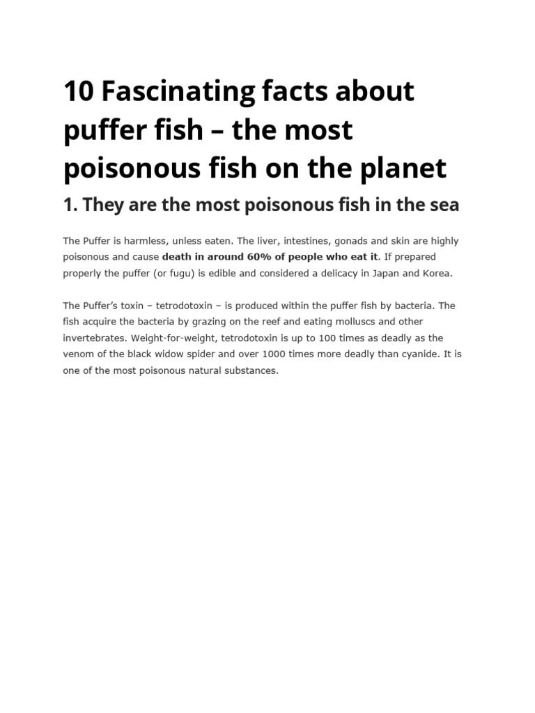10 Fascinating Facts About Puffer Fish PDF Zoology Organisms