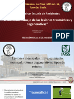 El MENISCO Manejo de Las Lesiones Traumáticas y Degenerativas - IMSS 16, Torreón, Coah