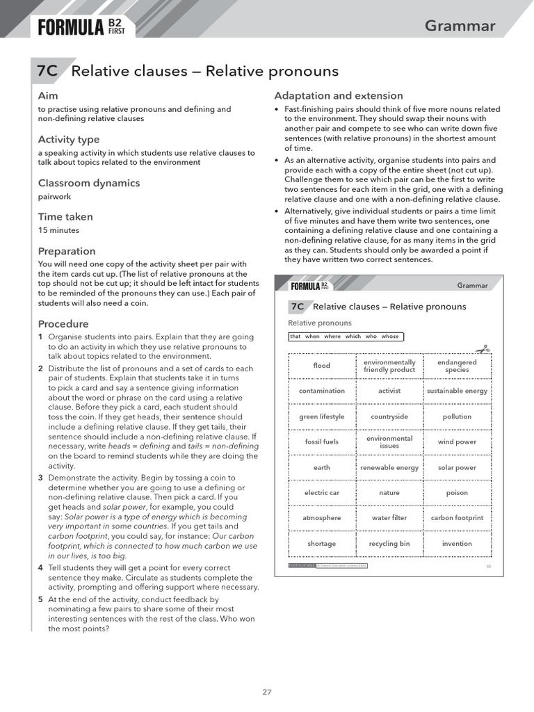 Fmla Photocopiable Tns b2glb 7c | PDF | Clause | Sentence (Linguistics)