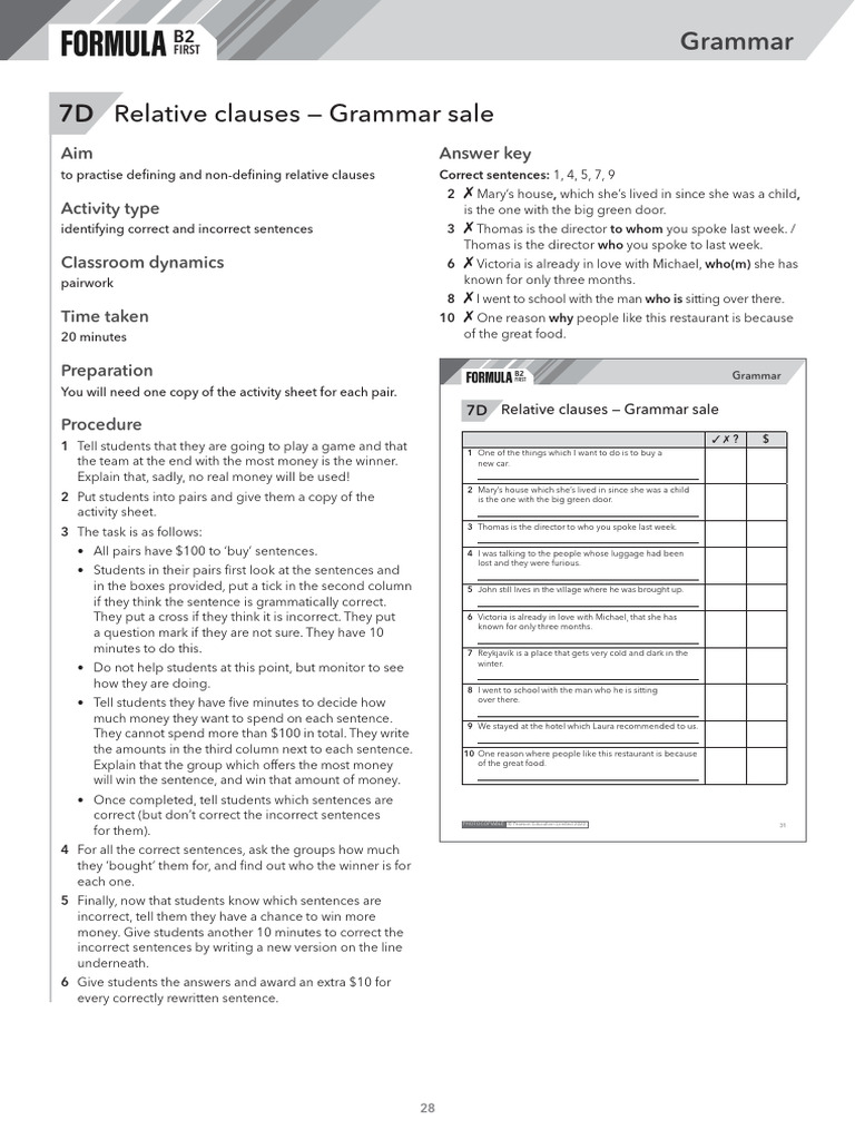Fmla Photocopiable Tns b2glb 7d | PDF