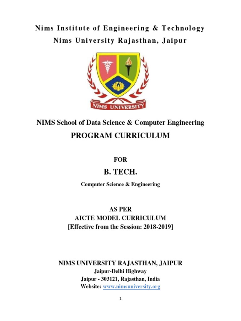 NIMS Jaipur B.Tech CSE Curriculum Overview | PDF | Computer Science ...