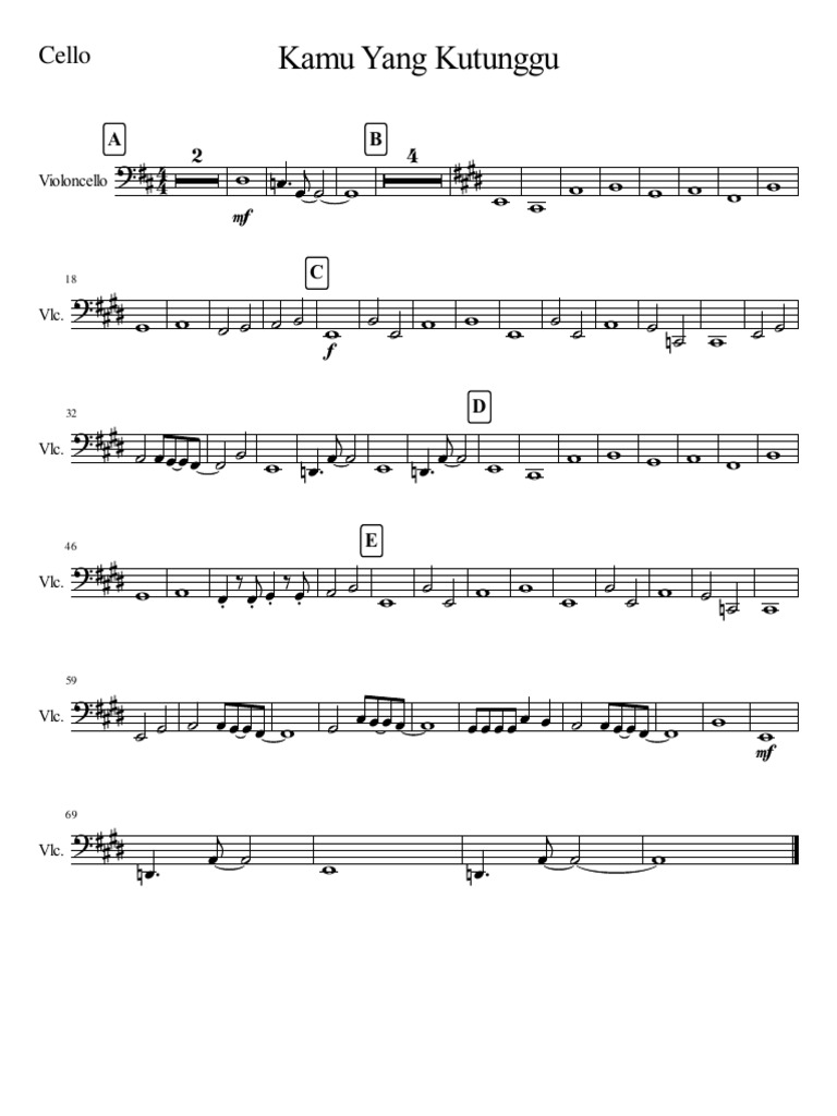 Kamu Yang Kutunggu Full Score Cello PDF