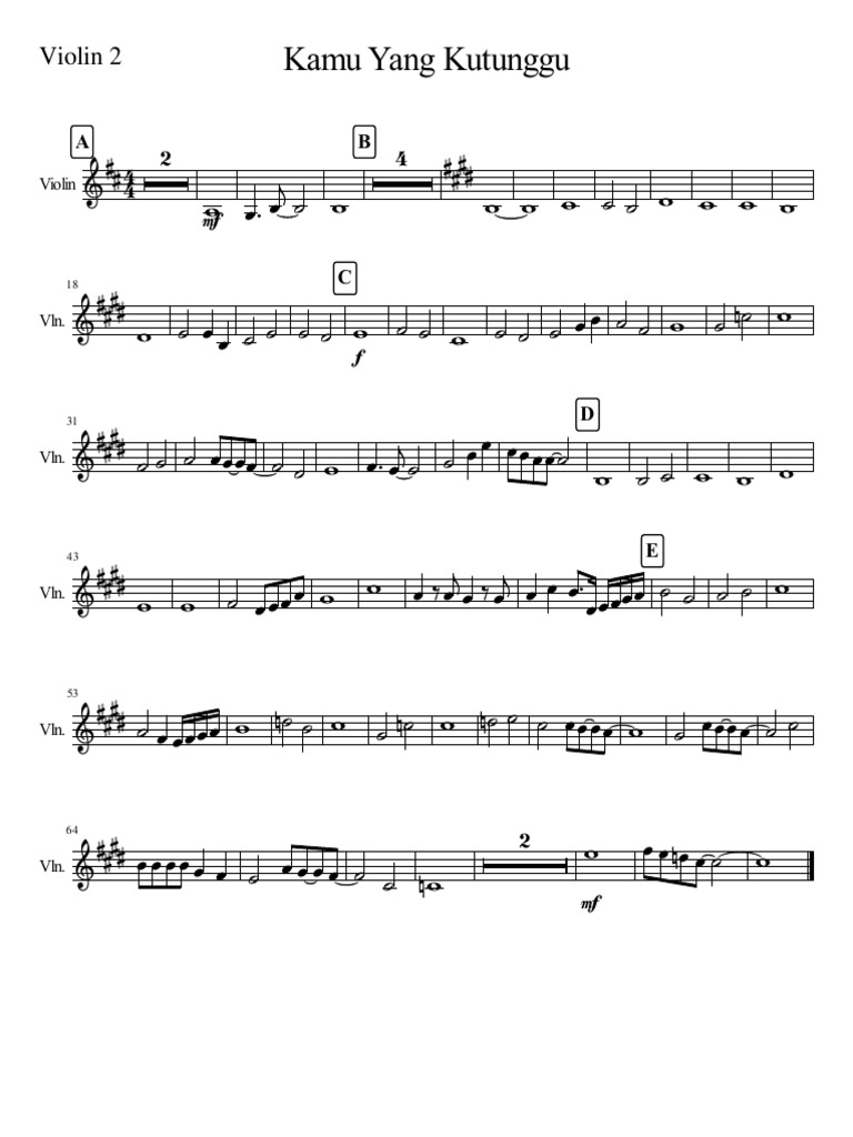 Kamu Yang Kutunggu Full Score Violin 2 PDF