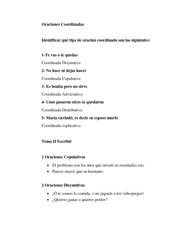 Tipos de Oraciones Coordinadas | PDF | Novela negra, policíaca y suspenso
