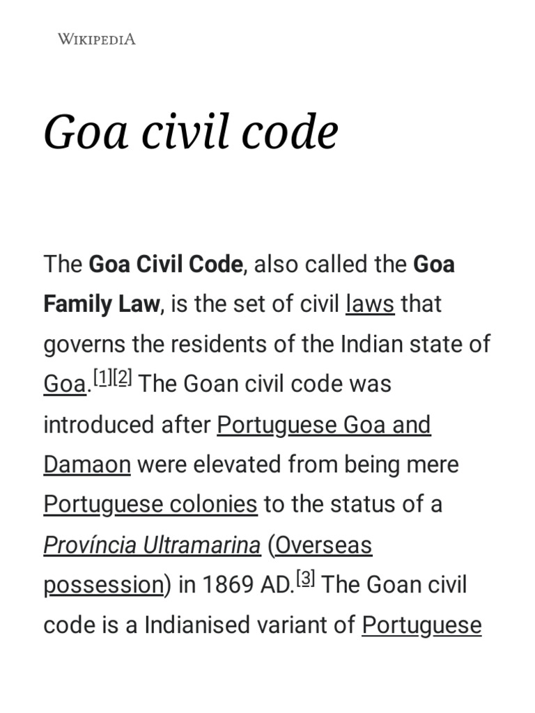 Goa Civil Code Overview and Implications | PDF | Justice | Crime & Violence