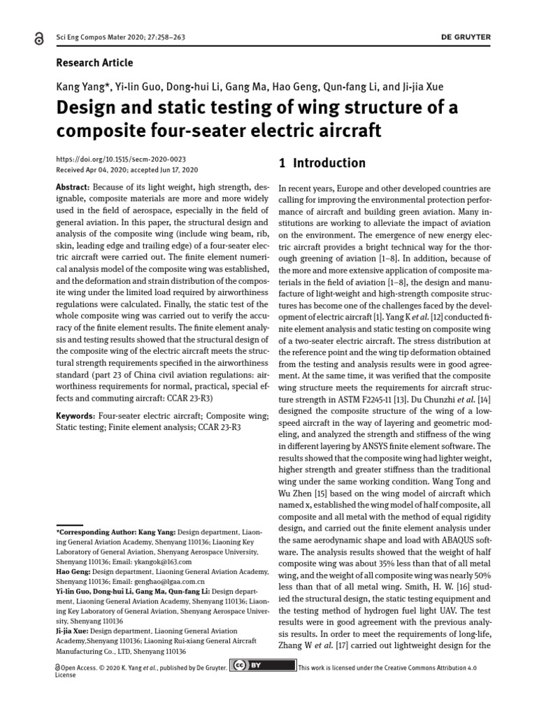 Composite Wing Design for Electric Aircraft | PDF | Deformation ...