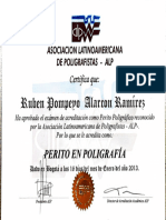Membresia de Perito en Poligrafia. Enero 2013. Asociacion LatinoAmericana de Poligrafistas - Ruben Alarcon