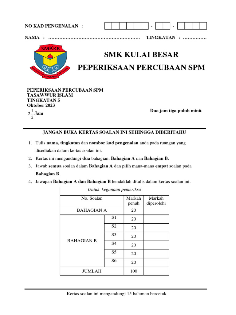 01 Soalan Trial SPM TSWR Islam 2023 PDF