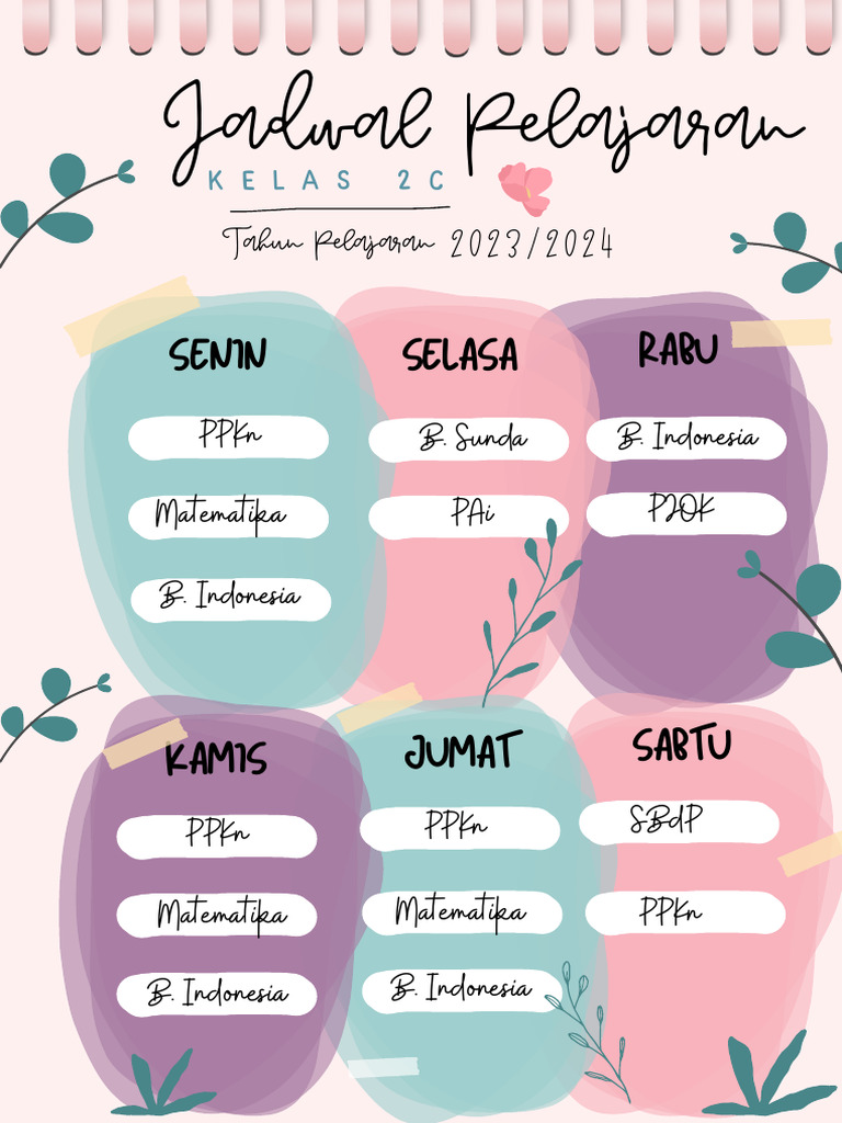 Jadwal Kelas 2C 2023/2024 | PDF