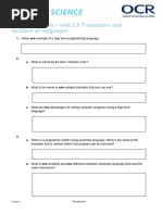 2.5 Translators and Facilities of Languages End of Unit Quiz Lesson Element