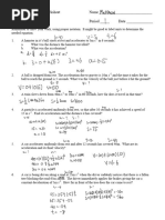 October Week Equations of Motion Worksheet