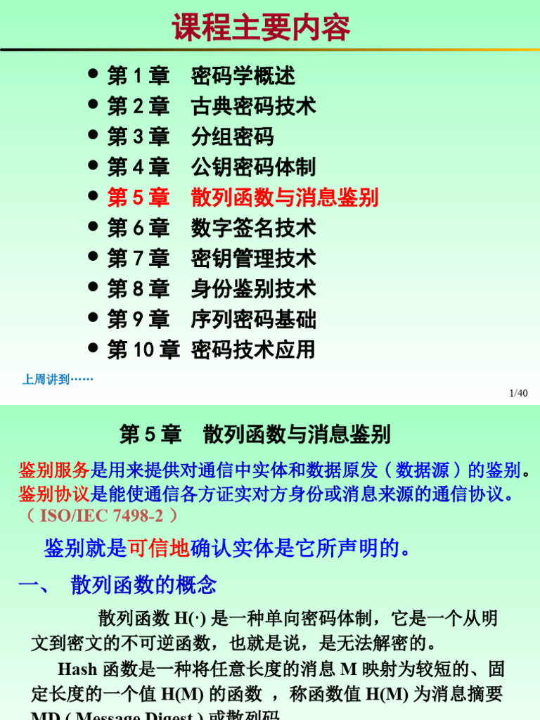 第六章散列函数与消息鉴别| PDF