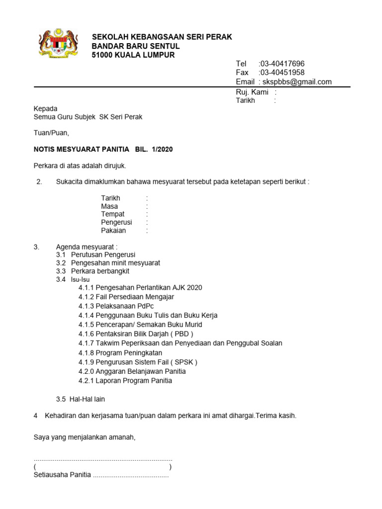 Notis Panitia 2020 | PDF