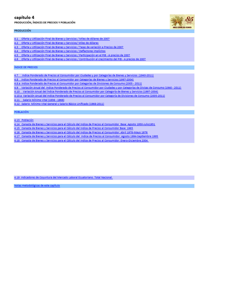 Cap4 85anios | PDF | Índice de precios al consumidor | Producto Interno ...