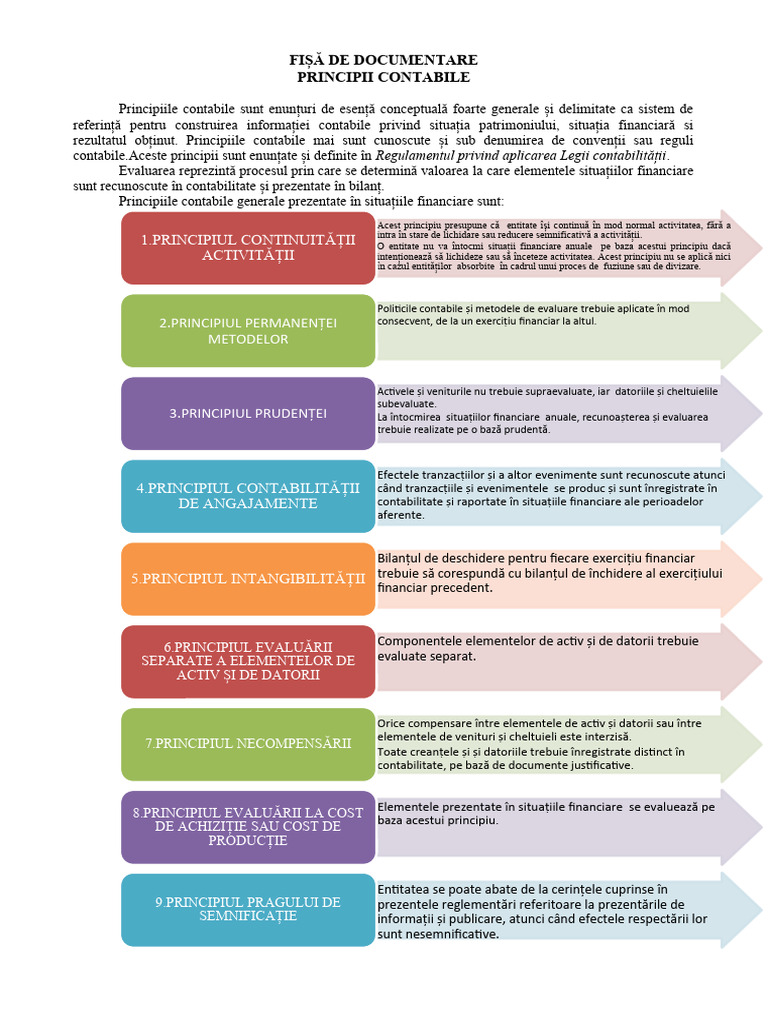 Fisa de Documentare Principii Contabile | PDF