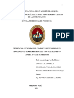 Tendencias Antisociales y Comportamiento Sexual en Adolescentes Agresores Sexuales y No Sexuales de Un Centro Juvenil de Arequipa