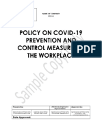 Policy COVID 19 Prevention and Control in The Workplace Template