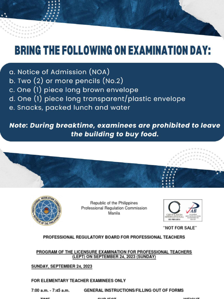 LEPT Exam Schedule and Guidelines 2023 | PDF | Smartwatch