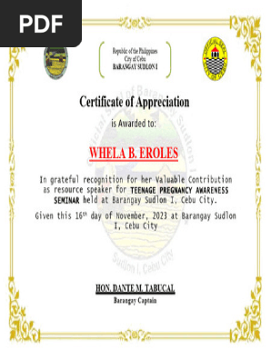 CERTIFICATE OF APPRECIATION