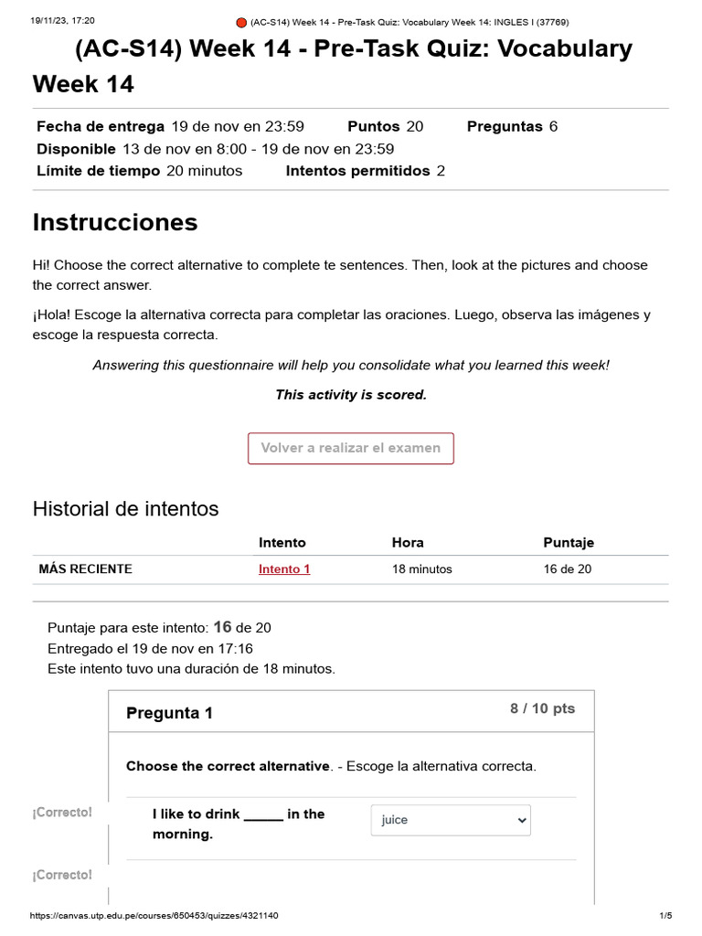 ? (AC-S14) Week 14 - Pre-Task Quiz - Vocabulary Week 14 - INGLES I ...