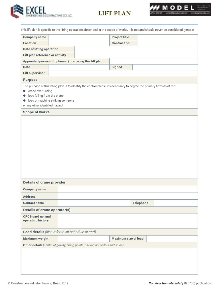 Lifting Operations Safety Plan Template | PDF | Crane (Machine) | Road