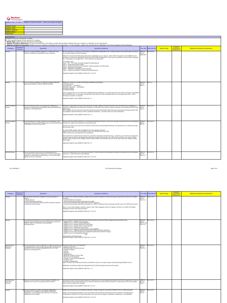 ASQR-01 Audit Checklist for Suppliers | PDF | Quality Management System ...