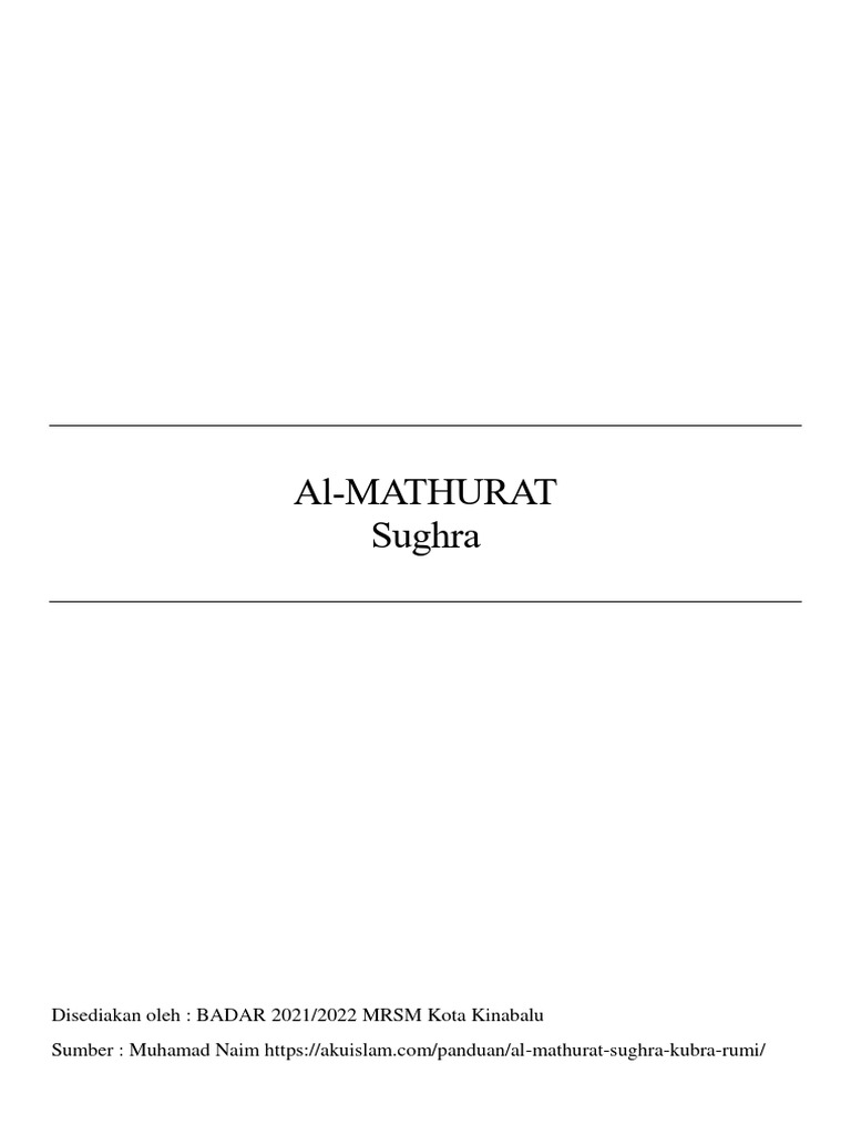 Al-Mathurat Sughra Petang Rumi PDF | PDF