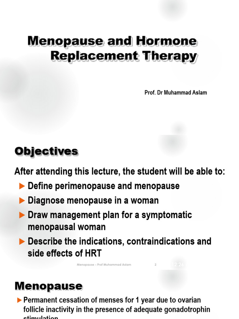 Menopause HRT PDF Hormone Replacement Therapy Menopause