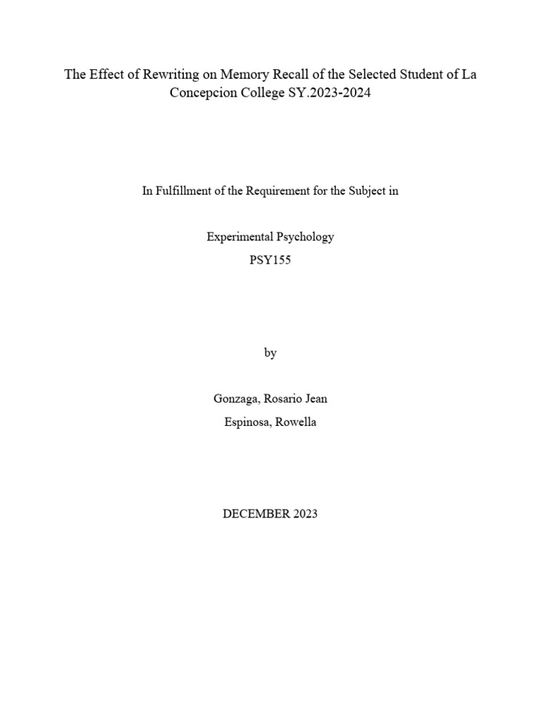 Rewriting's Impact on Memory Recall | PDF | Memory | Recall (Memory)