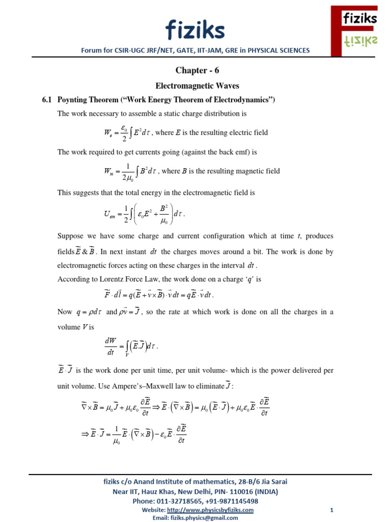 Electromagnetic Waves and Poynting Theorem | PDF | Waves ...