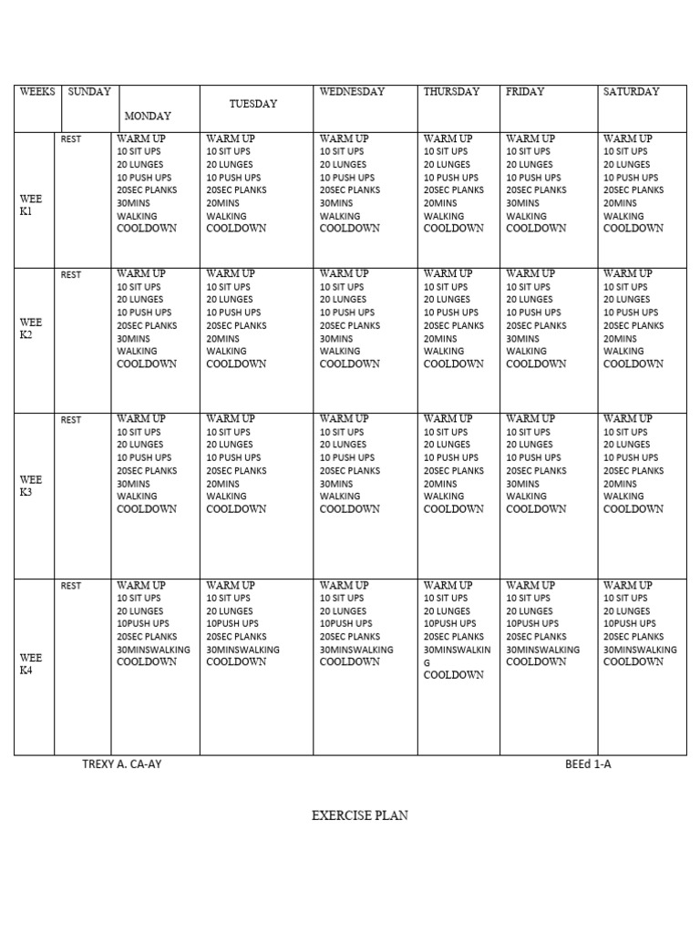 Exercise Plan PDF